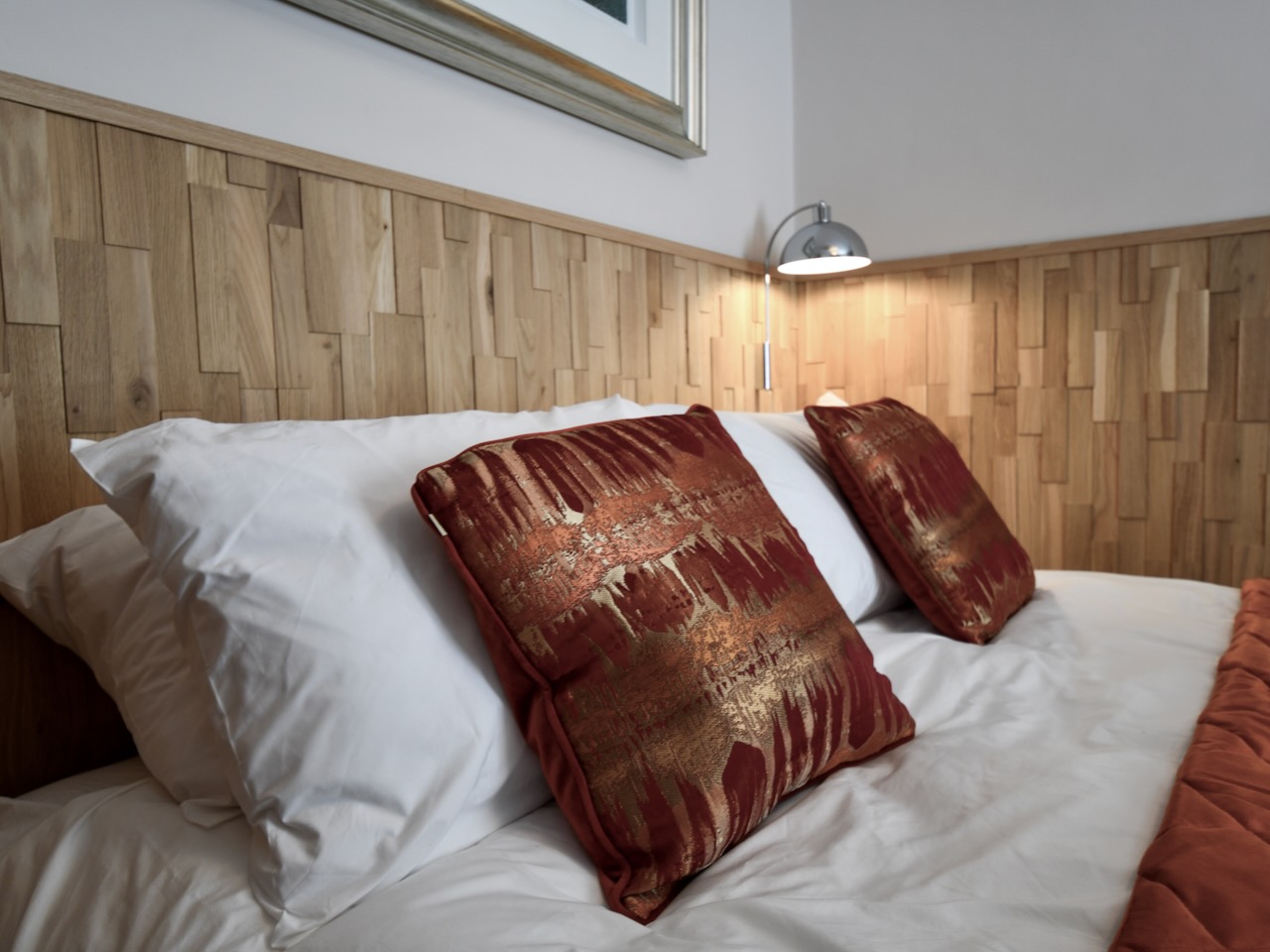 Close up of master bedroom features hypnos mattress and hotel quality bedlinen